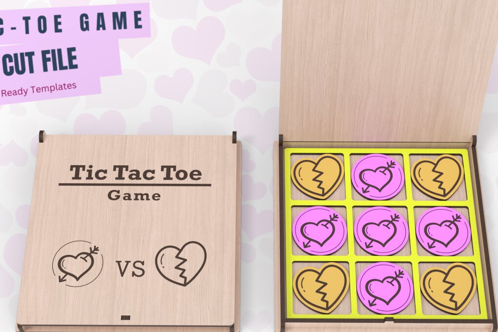 Σετ των 2 Intra απο ξύλο plywood 3mm-4mm πάχος – Παιχνίδι Valentine Tic Tac Toe | Δίασταση  20x20 cm INTRAFABR-87694294