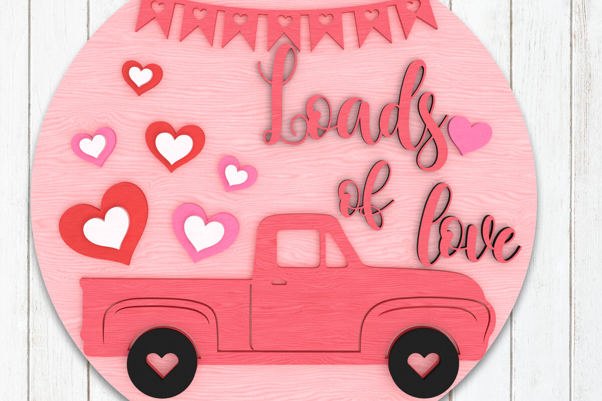 Σετ των 2 Intra απο ξύλο plywood 3mm-4mm πάχος – Σημάδι φορτηγού Αγίου Βαλεντίνου Δίασταση  20x20 cm INTRAFABR-110273637