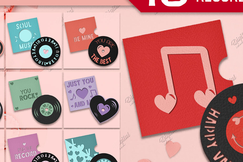 Σετ των 2 Intra απο ξύλο plywood 3mm-4mm πάχος – Πακέτο κάρτας δίσκων βινυλίου Valentine Δίασταση  20x20 cm INTRAFABR-85065792