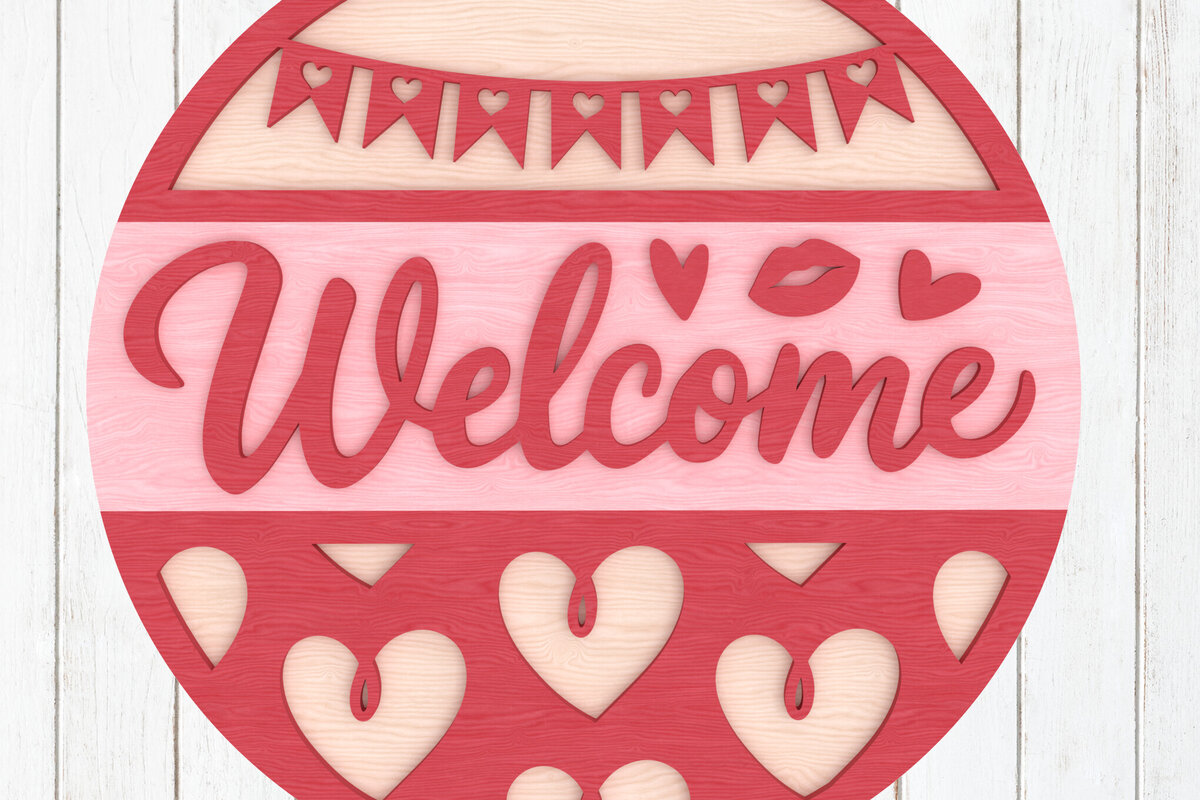 Σετ των 2 Intra απο ξύλο plywood 3mm-4mm πάχος – Σημάδι καλωσορίσματος Αγίου Βαλεντίνου Στρογγυλό Δίασταση  20x20 cm INTRAFABR-110274018