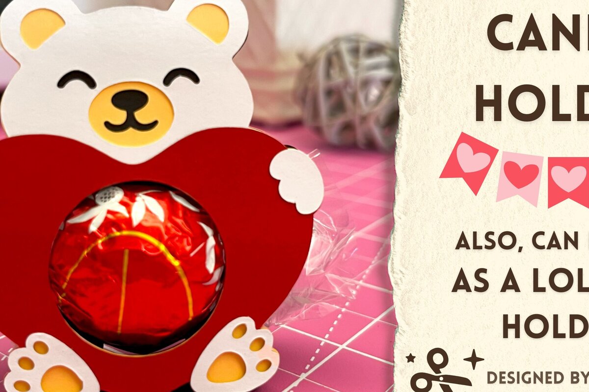 Σετ των 2 Intra απο ξύλο plywood 3mm-4mm πάχος – Αρκούδα Αγίου Βαλεντίνου με θήκη καραμέλας καρδιάς Δίασταση  20x20 cm INTRAFABR-90767005