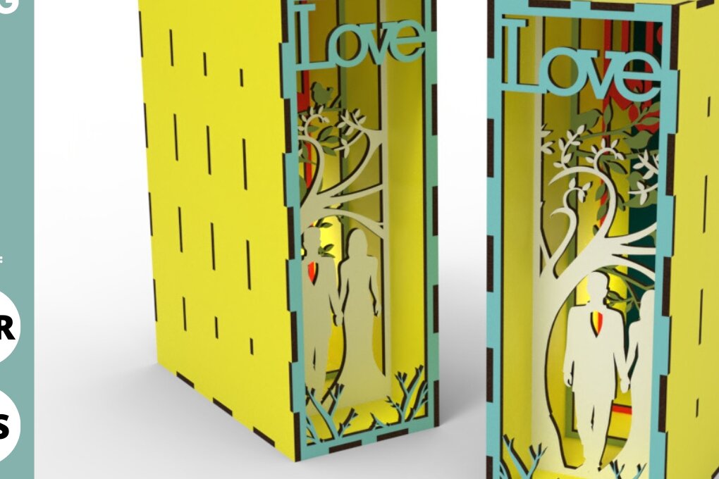 Σετ των 2 Intra απο ξύλο plywood 3mm-4mm πάχος – Valentines Book Nook,, Δίασταση  20x20 cm INTRAFABR-82368896