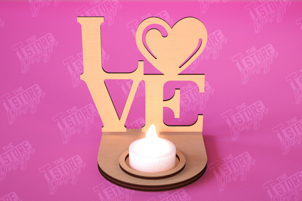 Σετ των 2 Intra απο ξύλο plywood 3mm-4mm πάχος – Κηροπήγιο Αγίου Βαλεντίνου | Κηροπήγιο Δίασταση  20x20 cm INTRAFABR-112523357