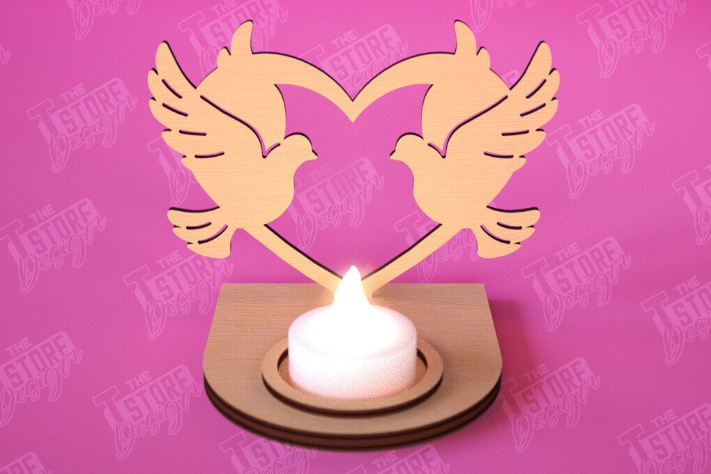 Σετ των 2 Intra απο ξύλο plywood 3mm-4mm πάχος – Κηροπήγιο Αγίου Βαλεντίνου | Κηροπήγιο Δίασταση  20x20 cm INTRAFABR-112523366