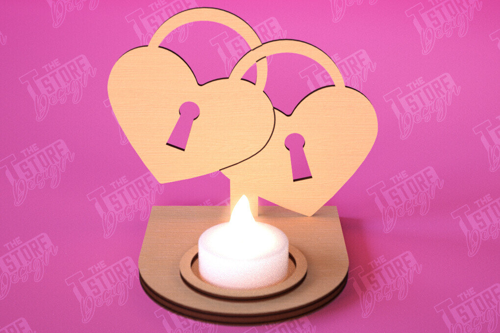 Σετ των 2 Intra απο ξύλο plywood 3mm-4mm πάχος – Κηροπήγιο Αγίου Βαλεντίνου | Κηροπήγιο Δίασταση  20x20 cm INTRAFABR-112523371