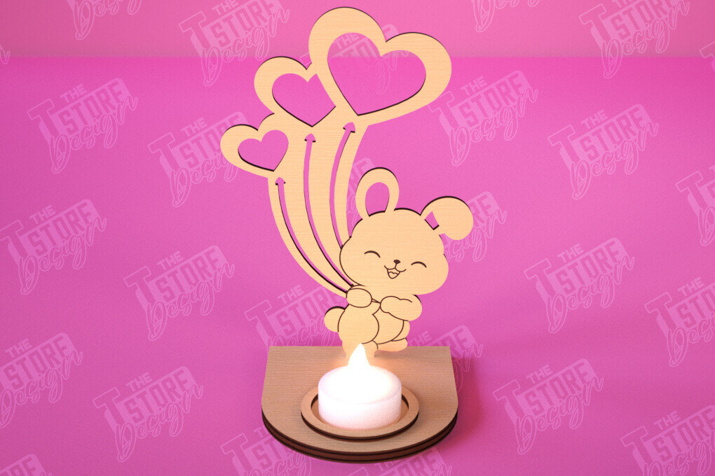 Σετ των 2 Intra απο ξύλο plywood 3mm-4mm πάχος – Κηροπήγιο Αγίου Βαλεντίνου | Κηροπήγιο Δίασταση  20x20 cm INTRAFABR-112523376