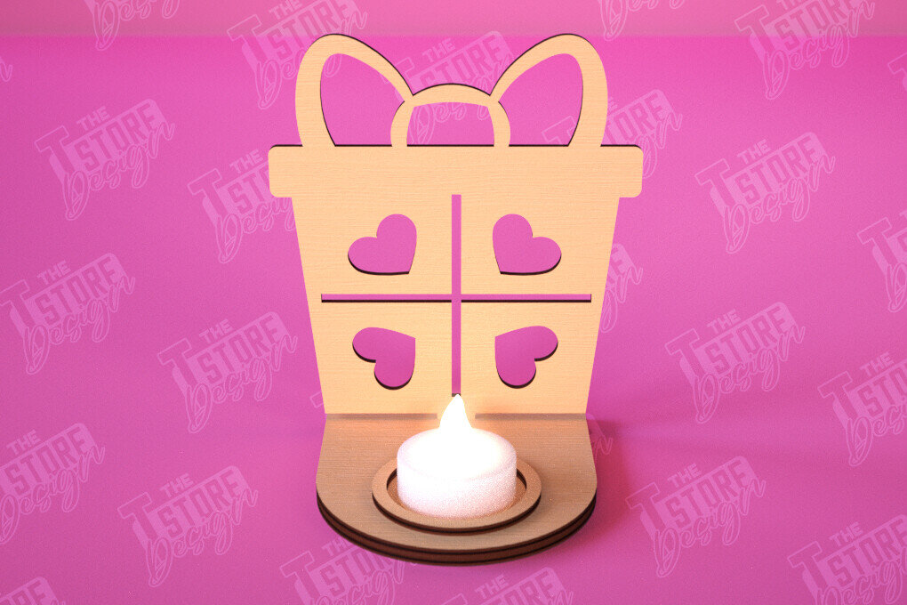 Σετ των 2 Intra απο ξύλο plywood 3mm-4mm πάχος – Κηροπήγιο Αγίου Βαλεντίνου | Κηροπήγιο Δίασταση  20x20 cm INTRAFABR-112523388