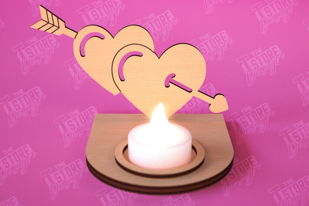 Σετ των 2 Intra απο ξύλο plywood 3mm-4mm πάχος – Κηροπήγιο Αγίου Βαλεντίνου | Κηροπήγιο Δίασταση  20x20 cm INTRAFABR-112523394