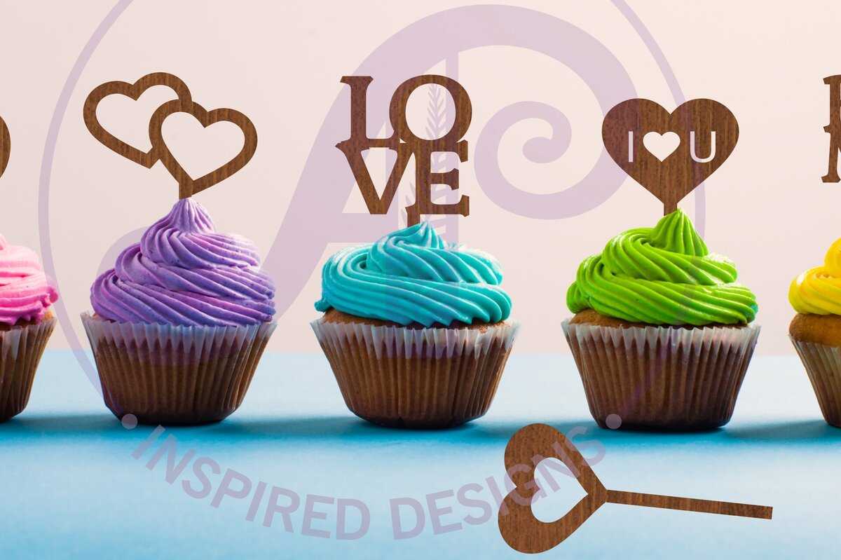 Σετ των 2 Intra απο ξύλο plywood 3mm-4mm πάχος – Valentines Cupcake Toppers 6 σχεδίων Δίασταση  20x20 cm INTRAFABR-86876342