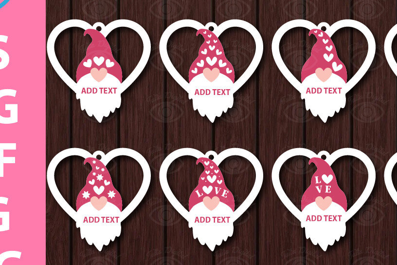 Σετ των 3 Intra απο ξύλο plywood 3mm-4mm πάχος – Πακέτο με χαριτωμένα σκουλαρίκια Gnome του Αγίου Βαλεντίνου Δίασταση  5x5 cm INTRAFABR-51332593