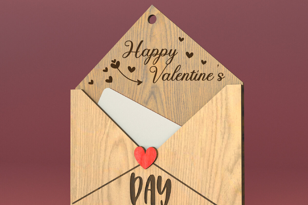 Σετ των 2 Intra απο ξύλο plywood 3mm-4mm πάχος – Ημέρα του Αγίου Βαλεντίνου. Θήκη 3D δωροκάρτας Δίασταση  20x20 cm INTRAFABR-82897630