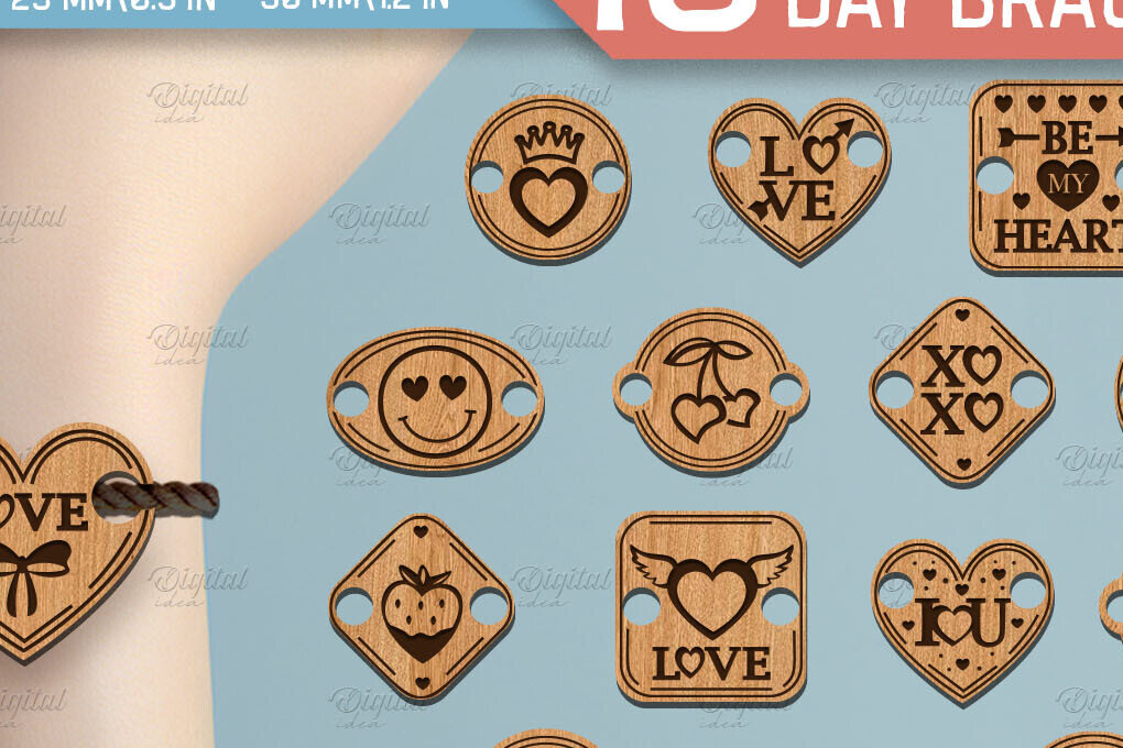 Σετ των 3 Intra απο ξύλο plywood 3mm-4mm πάχος – Πακέτο λέιζερ βραχιόλι για την ημέρα του Αγίου Βαλεντίνου Δίασταση  20x20 cm INTRAFABR-85708226