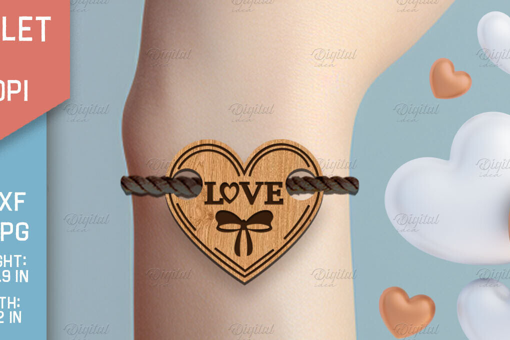 Σετ των 3 Intra απο ξύλο plywood 3mm-4mm πάχος – Βραχιόλι του Αγίου Βαλεντίνου με Δίασταση  20x20 cm INTRAFABR-85705657