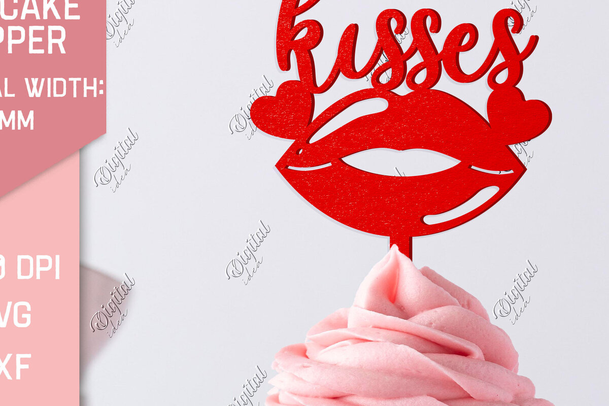 Σετ των 2 Intra απο ξύλο plywood 3mm-4mm πάχος – Τούρτα για την ημέρα του Αγίου Βαλεντίνου. Φιλιά Δίασταση  20x20 cm INTRAFABR-83942787