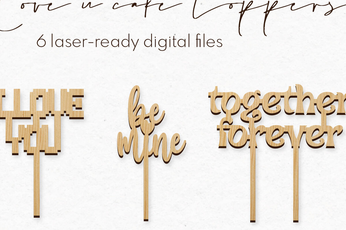 Σετ των 2 Intra απο ξύλο plywood 3mm-4mm πάχος – Πακέτο Cake Toppers για την Ημέρα του Αγίου Βαλεντίνου Δίασταση  20x20 cm INTRAFABR-59766202