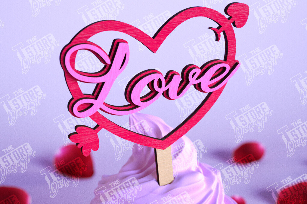 Σετ των 2 Intra απο ξύλο plywood 3mm-4mm πάχος – Τούρτα για την ημέρα του Αγίου Βαλεντίνου |Διακόσμηση τούρτας Δίασταση  20x20 cm INTRAFABR-110125102