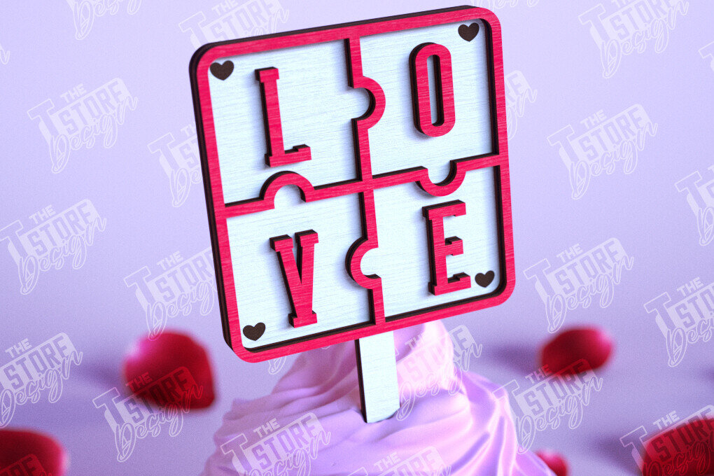 Σετ των 2 Intra απο ξύλο plywood 3mm-4mm πάχος – Τούρτα για την ημέρα του Αγίου Βαλεντίνου |Διακόσμηση τούρτας Δίασταση  20x20 cm INTRAFABR-110125064