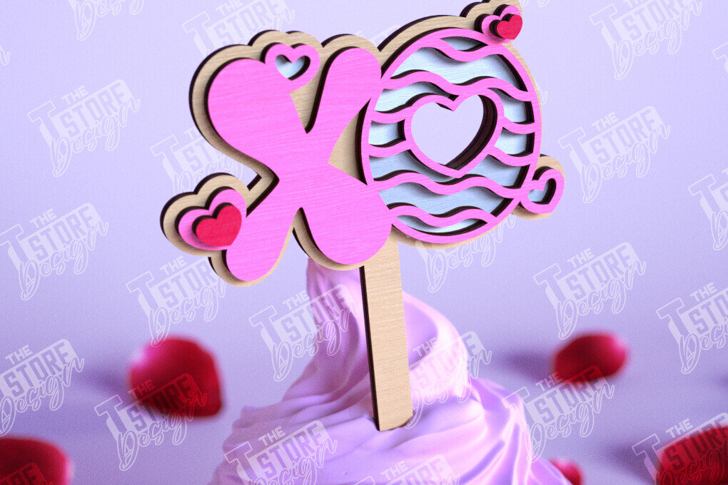 Σετ των 2 Intra απο ξύλο plywood 3mm-4mm πάχος – Τούρτα για την ημέρα του Αγίου Βαλεντίνου |Διακόσμηση τούρτας Δίασταση  20x20 cm INTRAFABR-110125075