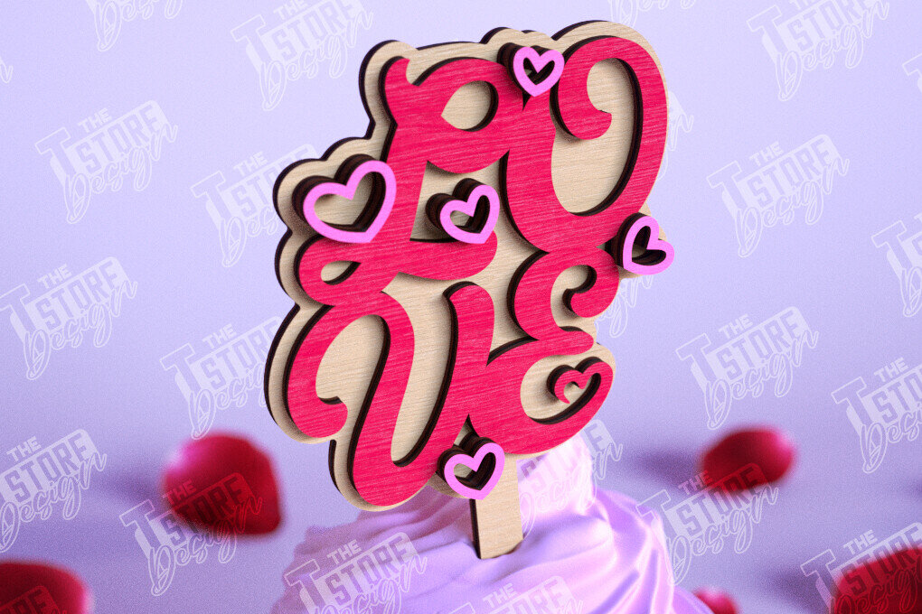 Σετ των 2 Intra απο ξύλο plywood 3mm-4mm πάχος – Τούρτα για την ημέρα του Αγίου Βαλεντίνου |Διακόσμηση τούρτας Δίασταση  20x20 cm INTRAFABR-110125098