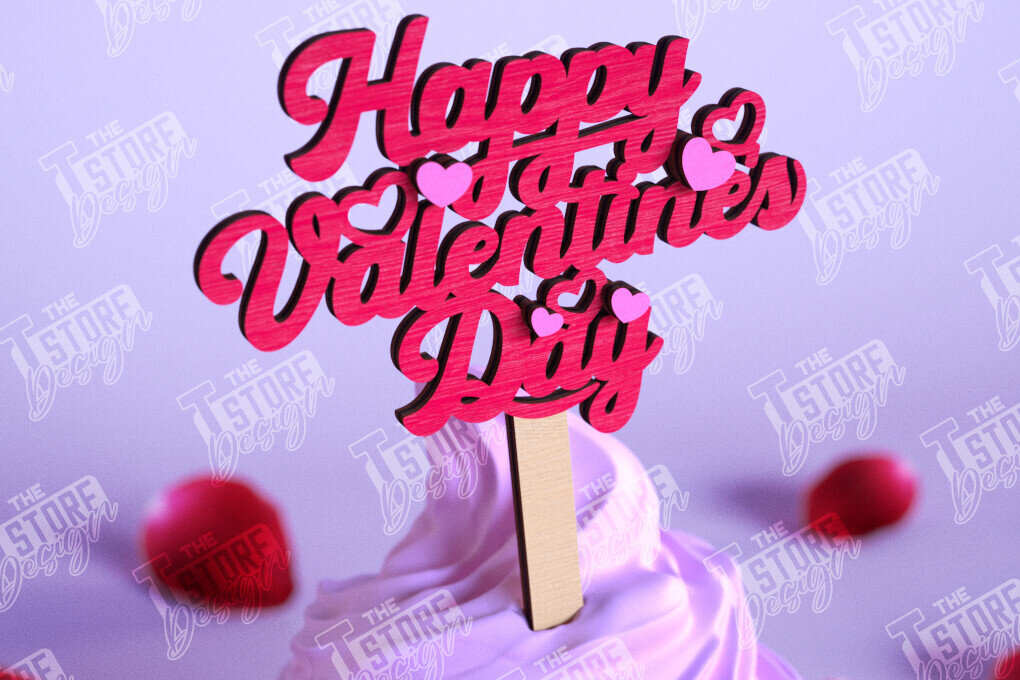 Σετ των 2 Intra απο ξύλο plywood 3mm-4mm πάχος – Τούρτα για την ημέρα του Αγίου Βαλεντίνου |Διακόσμηση τούρτας Δίασταση  20x20 cm INTRAFABR-110125031