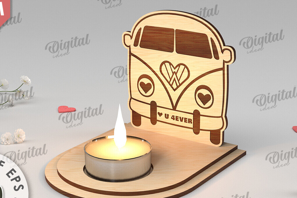 Σετ των 2 Intra απο ξύλο plywood 3mm-4mm πάχος – Κηροπήγιο για την Ημέρα του Αγίου Βαλεντίνου Δίασταση  20x20 cm INTRAFABR-113449019