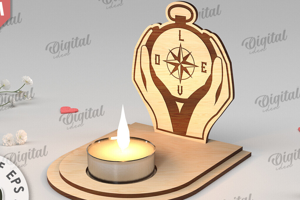 Σετ των 2 Intra απο ξύλο plywood 3mm-4mm πάχος – Κηροπήγιο για την Ημέρα του Αγίου Βαλεντίνου Δίασταση  20x20 cm INTRAFABR-113448816