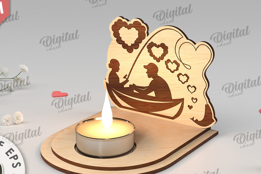 Σετ των 2 Intra απο ξύλο plywood 3mm-4mm πάχος – Κηροπήγιο για την Ημέρα του Αγίου Βαλεντίνου Δίασταση  20x20 cm INTRAFABR-113448856