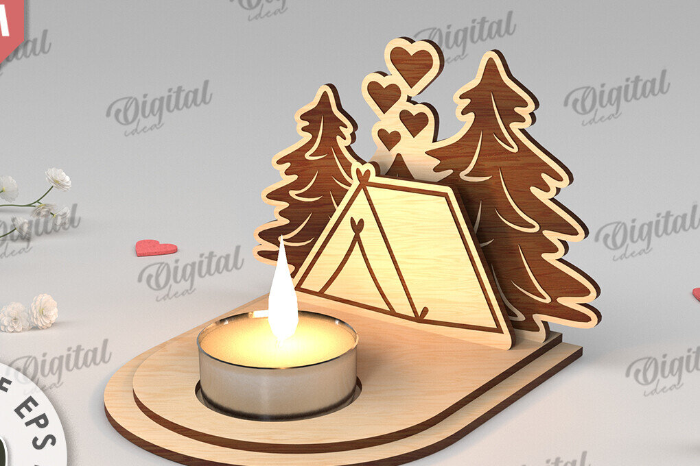 Σετ των 2 Intra απο ξύλο plywood 3mm-4mm πάχος – Κηροπήγιο για την Ημέρα του Αγίου Βαλεντίνου Δίασταση  20x20 cm INTRAFABR-113448961