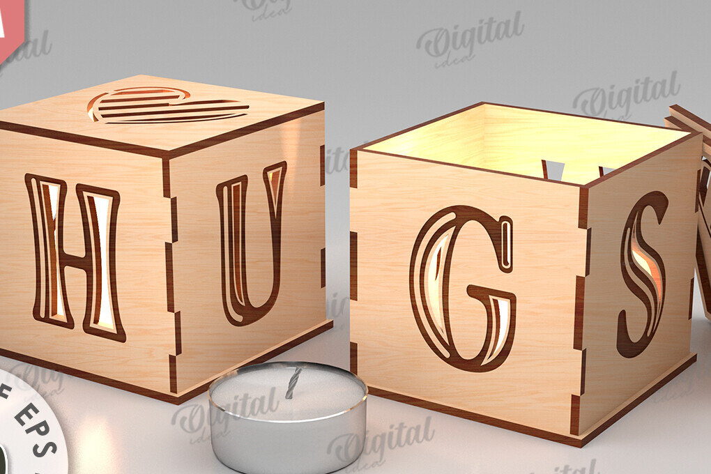 Σετ των 2 Intra απο ξύλο plywood 3mm-4mm πάχος – Κηροπήγιο Αγίου Βαλεντίνου Δίασταση  20x20 cm INTRAFABR-112097924