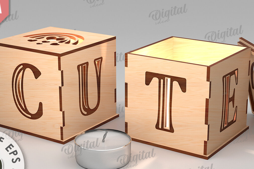 Σετ των 2 Intra απο ξύλο plywood 3mm-4mm πάχος – Κηροπήγιο Αγίου Βαλεντίνου Δίασταση  20x20 cm INTRAFABR-112097980