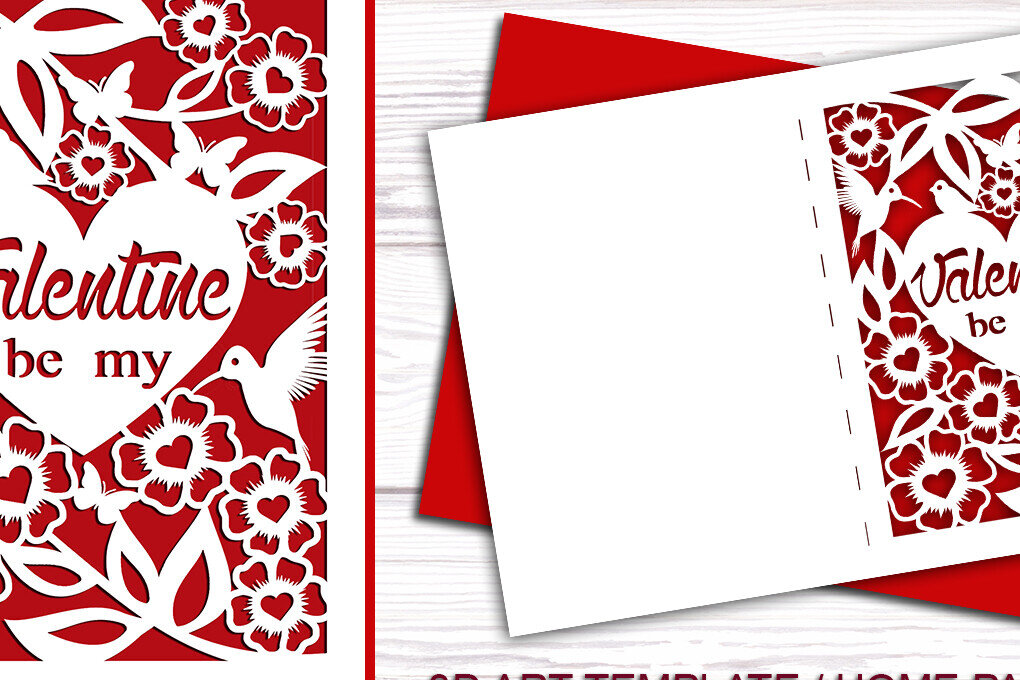 Σετ των 2 Intra απο ξύλο plywood 3mm-4mm πάχος – Πρότυπα κοπής καρτών για την ημέρα του Αγίου Βαλεντίνου Δίασταση  20x20 cm INTRAFABR-89365893