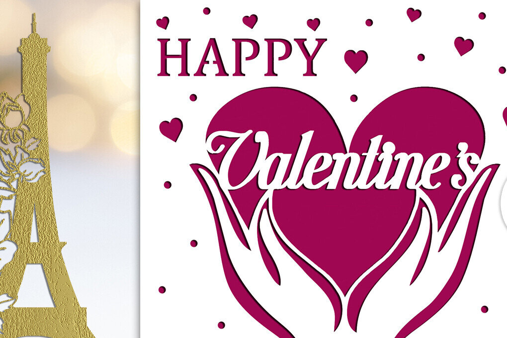 Σετ των 2 Intra απο ξύλο plywood 3mm-4mm πάχος – Πρότυπα κοπής καρτών για την ημέρα του Αγίου Βαλεντίνου Δίασταση  20x20 cm INTRAFABR-89117071