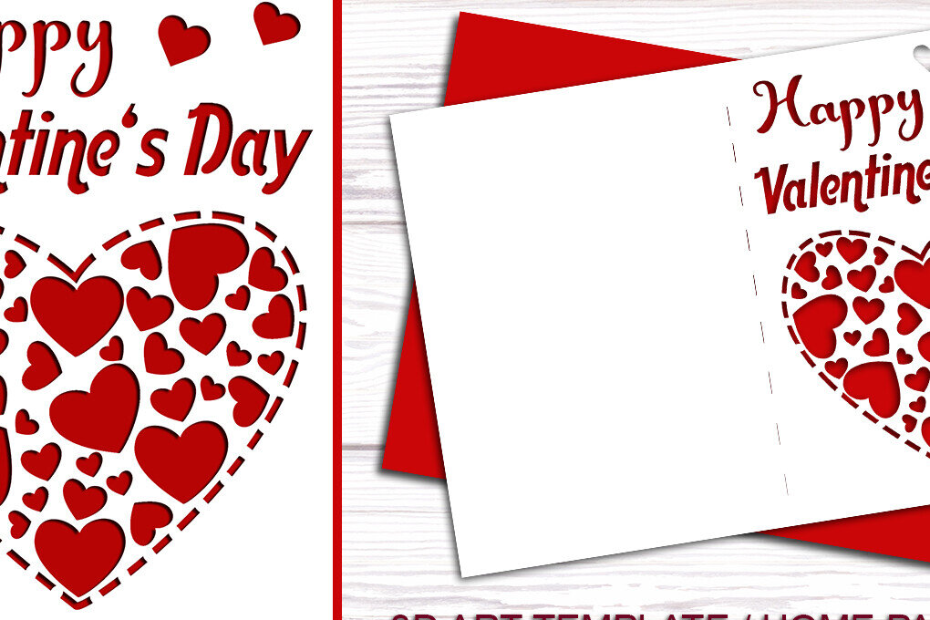 Σετ των 2 Intra απο ξύλο plywood 3mm-4mm πάχος – Πρότυπα κοπής καρτών για την ημέρα του Αγίου Βαλεντίνου Δίασταση  20x20 cm INTRAFABR-89360859