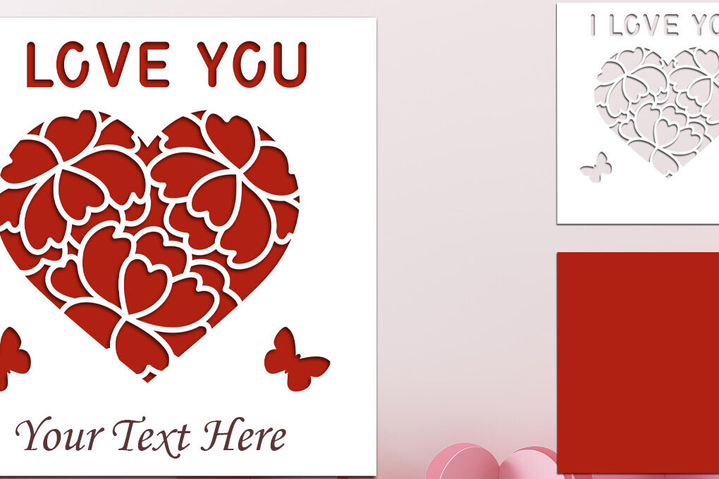 Σετ των 2 Intra απο ξύλο plywood 3mm-4mm πάχος – Κάρτα για την Ημέρα του Αγίου Βαλεντίνου Χαρτόπανο, κάρτα αγάπης Δίασταση  20x20 cm INTRAFABR-86047959