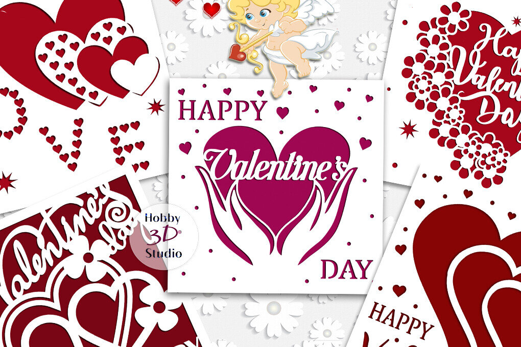 Σετ των 2 Intra απο ξύλο plywood 3mm-4mm πάχος – Πακέτο καρτών για την ημέρα του Αγίου Βαλεντίνου Δίασταση  20x20 cm INTRAFABR-90179961