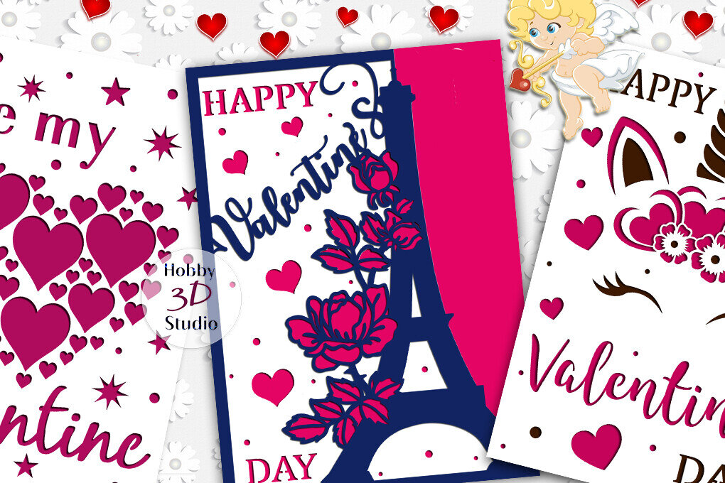 Σετ των 2 Intra απο ξύλο plywood 3mm-4mm πάχος – Πακέτο καρτών για την ημέρα του Αγίου Βαλεντίνου Δίασταση  20x20 cm INTRAFABR-90182231