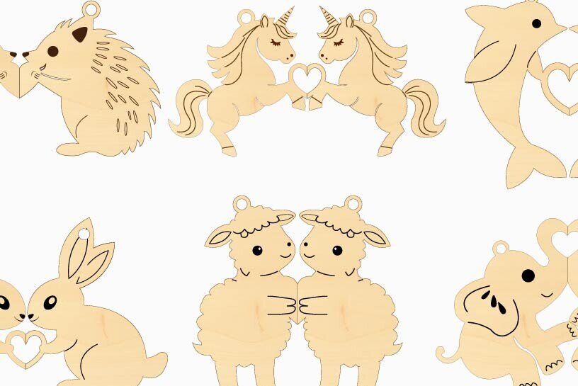 Σετ των 3 Intra απο ξύλο plywood 3mm-4mm πάχος – Αρχείο κομμένο με μπρελόκ για την ημέρα του Αγίου Βαλεντίνου Δίασταση  5x5 cm INTRAFABR-113073151