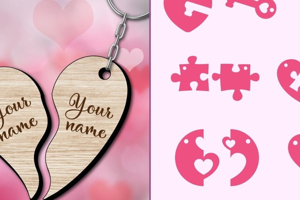 Σετ των 3 Intra απο ξύλο plywood 3mm-4mm πάχος – Κοπή λέιζερ με μπρελόκ για την ημέρα του Αγίου Βαλεντίνου Δίασταση  5x5 cm INTRAFABR-54068249