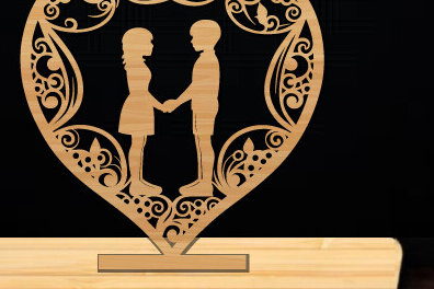 Σετ των 2 Intra απο ξύλο plywood 3mm-4mm πάχος – Αρχείο κοπής με λέιζερ για την ημέρα του Αγίου Βαλεντίνου Δίασταση  20x20 cm INTRAFABR-112614078