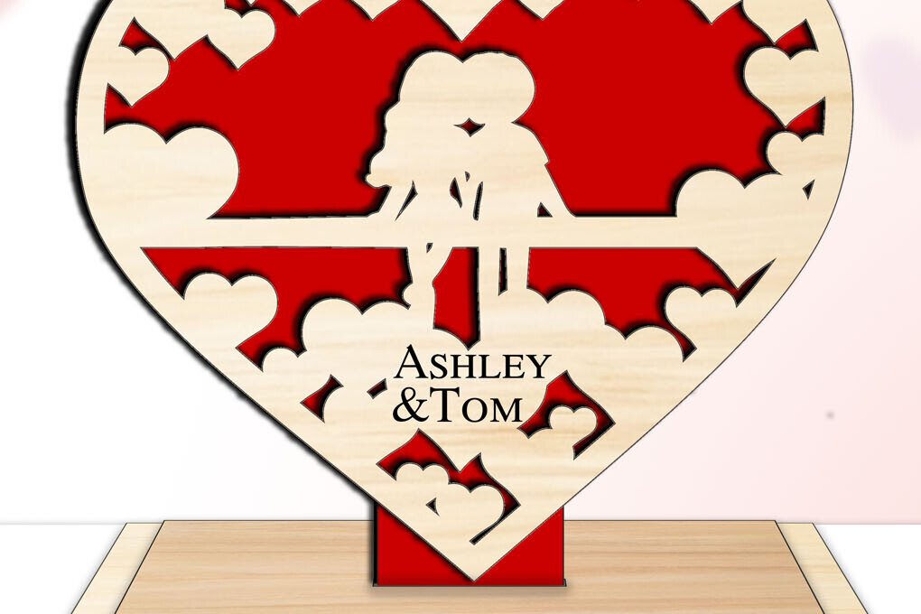 Σετ των 2 Intra απο ξύλο plywood 3mm-4mm πάχος – Δώρο αγάπης για την ημέρα του Αγίου Βαλεντίνου Δίασταση  20x20 cm INTRAFABR-112940203