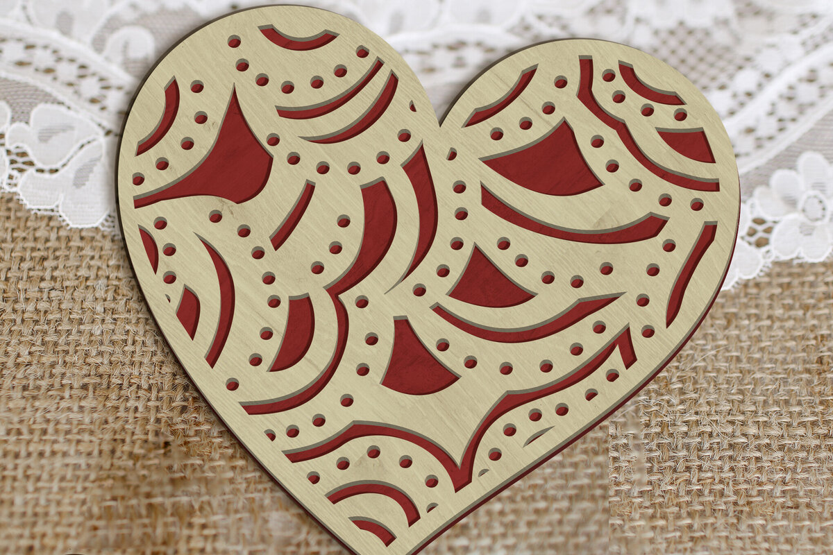 Σετ των 2 Intra απο ξύλο plywood 3mm-4mm πάχος – Καρδιά χειροτεχνίας για την ημέρα του Αγίου Βαλεντίνου, κομμένο αρχείο Δίασταση  20x20 cm INTRAFABR-88599146