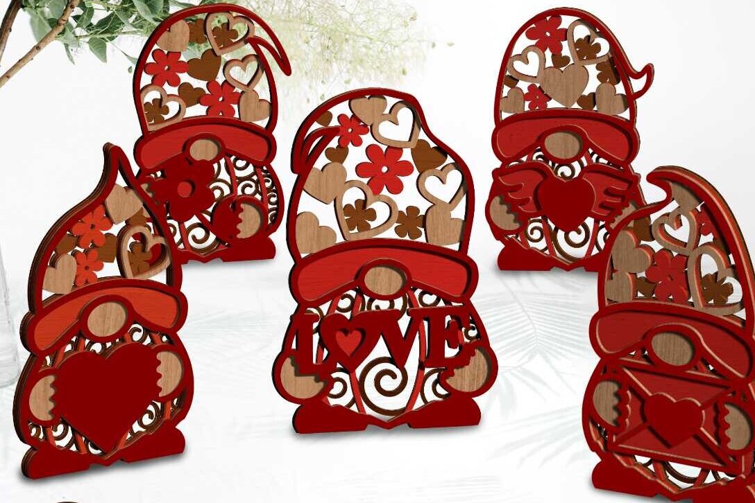 Σετ των 2 Intra απο ξύλο plywood 3mm-4mm πάχος – Διακοσμητικά καλικάντζαρια για την ημέρα του Αγίου Βαλεντίνου Δίασταση  20x20 cm INTRAFABR-86120193