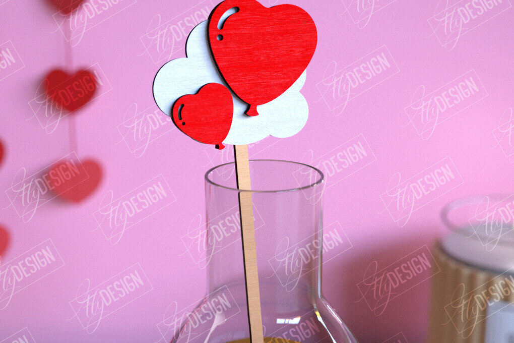 Σετ των 2 Intra απο ξύλο plywood 3mm-4mm πάχος – Αναδευτήρας ποτών για την ημέρα του Αγίου Βαλεντίνου | Αρχείο CNC Δίασταση  20x20 cm INTRAFABR-110118571