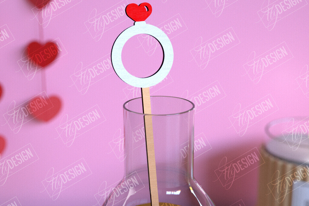 Σετ των 2 Intra απο ξύλο plywood 3mm-4mm πάχος – Αναδευτήρας ποτών για την ημέρα του Αγίου Βαλεντίνου | Αρχείο CNC Δίασταση  20x20 cm INTRAFABR-110118547