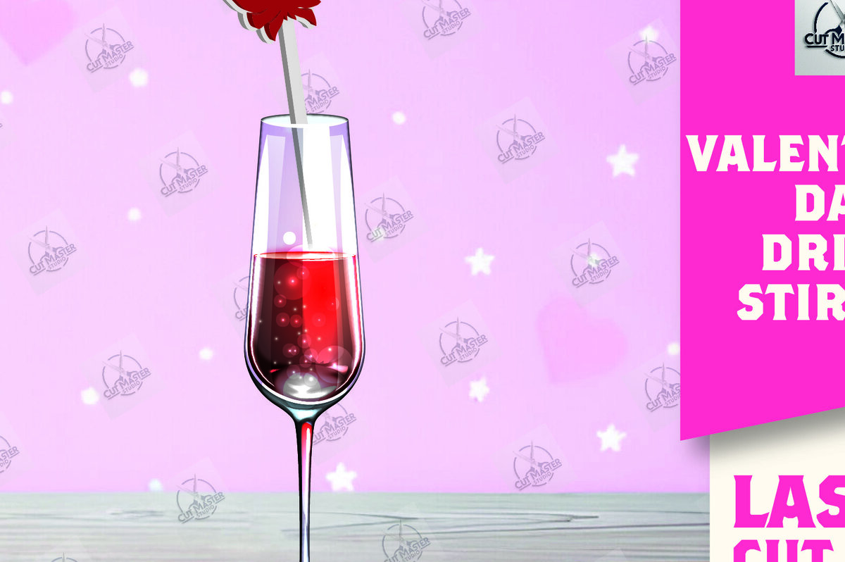 Σετ των 2 Intra απο ξύλο plywood 3mm-4mm πάχος – Κοπή λέιζερ με αναδευτήρα ροφήματος για την ημέρα του Αγίου Βαλεντίνου Δίασταση  20x20 cm INTRAFABR-110393775