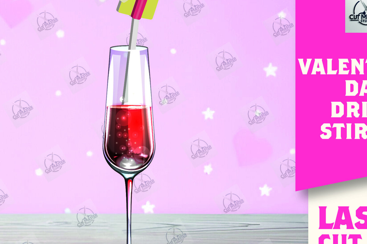 Σετ των 2 Intra απο ξύλο plywood 3mm-4mm πάχος – Κοπή λέιζερ με αναδευτήρα ροφήματος για την ημέρα του Αγίου Βαλεντίνου Δίασταση  20x20 cm INTRAFABR-110393551