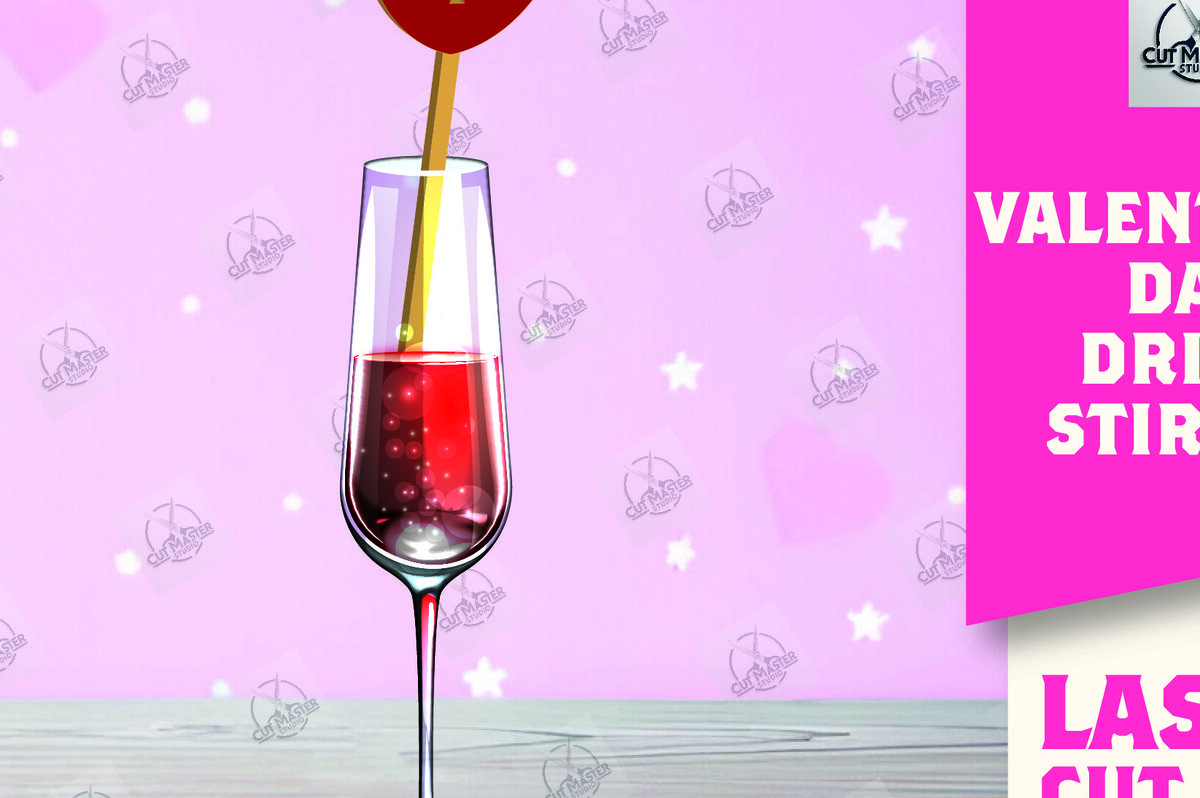 Σετ των 2 Intra απο ξύλο plywood 3mm-4mm πάχος – Κοπή λέιζερ με αναδευτήρα ροφήματος για την ημέρα του Αγίου Βαλεντίνου Δίασταση  20x20 cm INTRAFABR-110393659