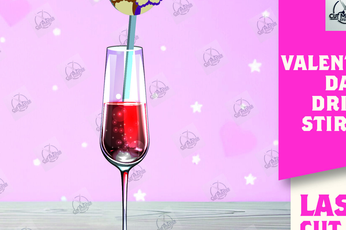 Σετ των 2 Intra απο ξύλο plywood 3mm-4mm πάχος – Κοπή λέιζερ με αναδευτήρα ροφήματος για την ημέρα του Αγίου Βαλεντίνου Δίασταση  20x20 cm INTRAFABR-110393695