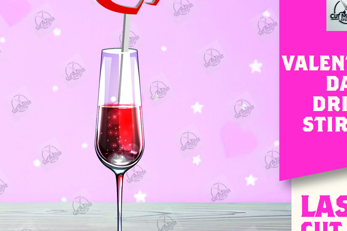 Σετ των 2 Intra απο ξύλο plywood 3mm-4mm πάχος – Κοπή λέιζερ με αναδευτήρα ροφήματος για την ημέρα του Αγίου Βαλεντίνου Δίασταση  20x20 cm INTRAFABR-110393719