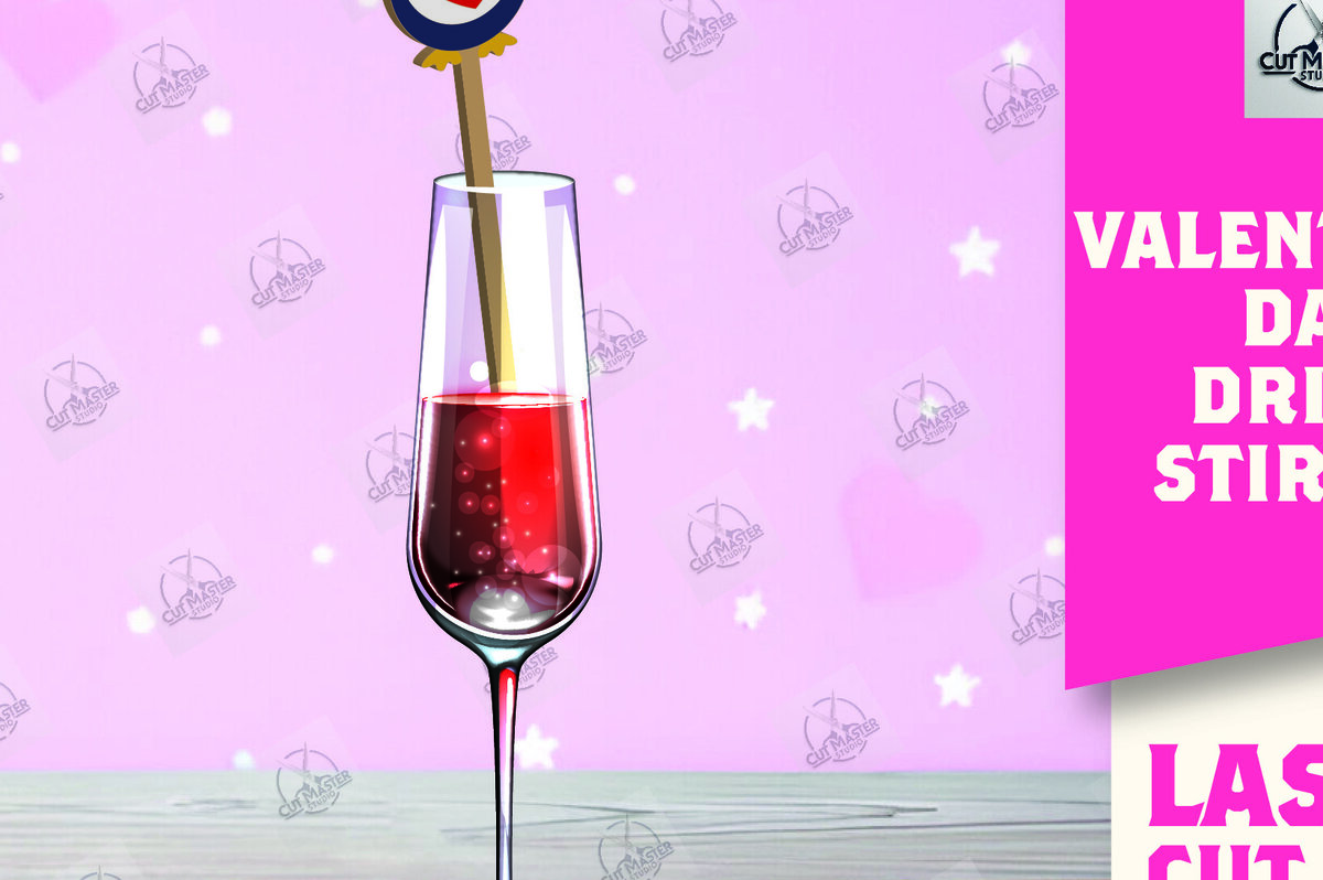 Σετ των 2 Intra απο ξύλο plywood 3mm-4mm πάχος – Κοπή λέιζερ με αναδευτήρα ροφήματος για την ημέρα του Αγίου Βαλεντίνου Δίασταση  20x20 cm INTRAFABR-110393507